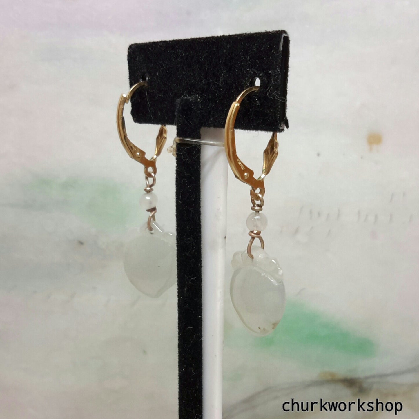 Icy jade earrings 14k gold filled