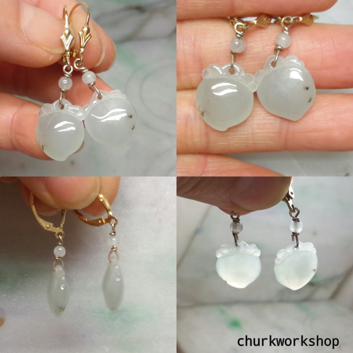 Icy jade earrings 14k gold filled