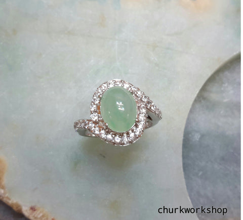 Reserved for shakey38                Light green cabochon jade ring