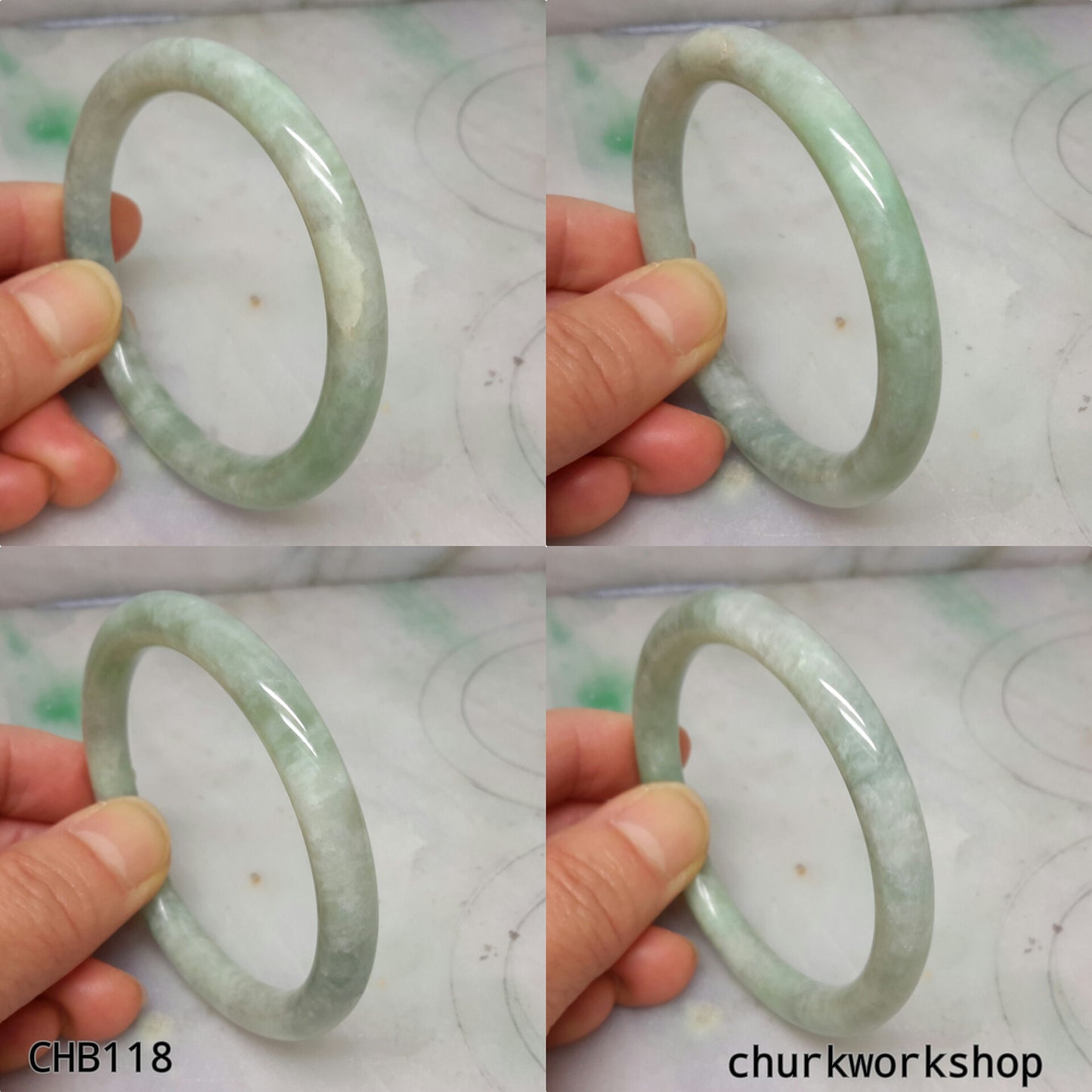 Light pea green jade bangle