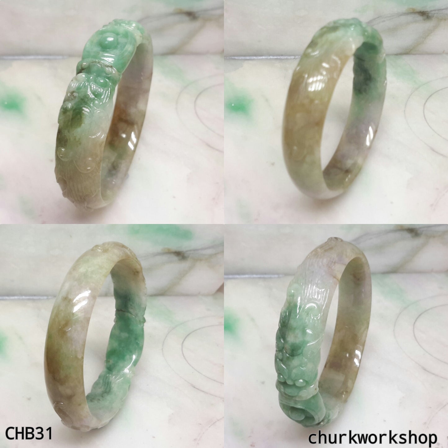 Jade dragon bangle natural multi-color