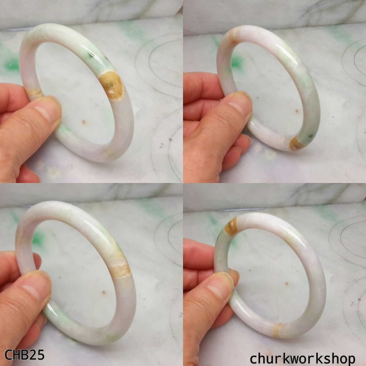Natural multi-color jade bangle