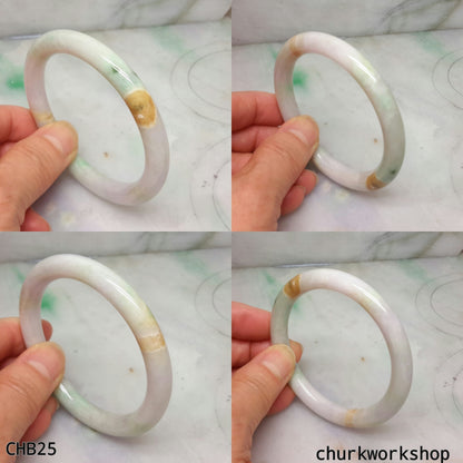 Natural multi-color jade bangle