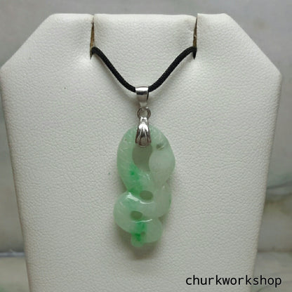 Natural color jade snake pendant.