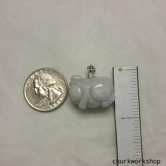 Lavender jade pig pendant with silver bail.