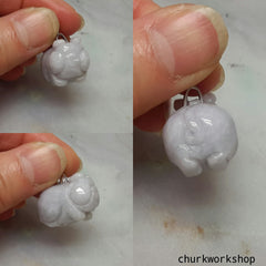 Lavender jade pig pendant with silver bail.