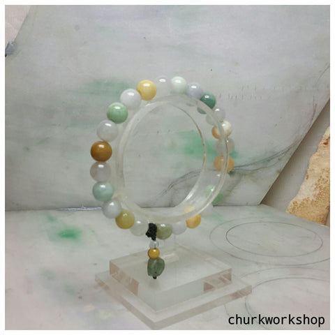 Multi-color jade beads bracelet