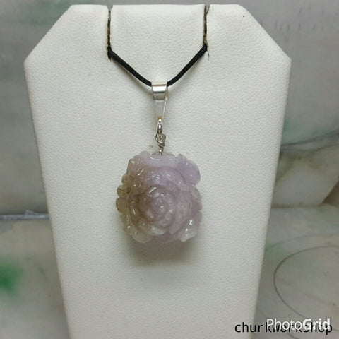 Lavender jade rose pendant