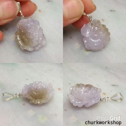Lavender jade rose pendant