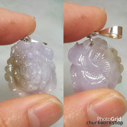 Lavender jade rose pendant