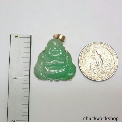 Green jade happy Buddha pendant