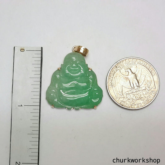 Green jade happy Buddha pendant