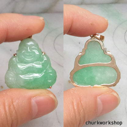 Green jade happy Buddha pendant