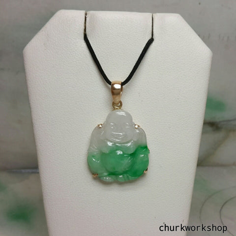 Green jade happy Buddha pendant