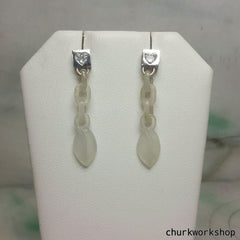 White jade earrings 14K