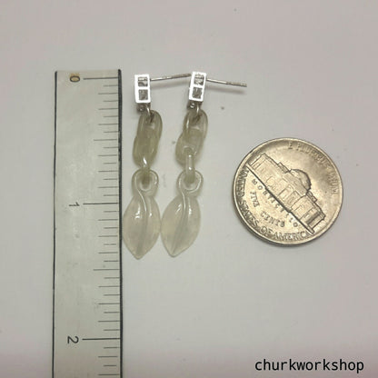 White jade earrings 14K