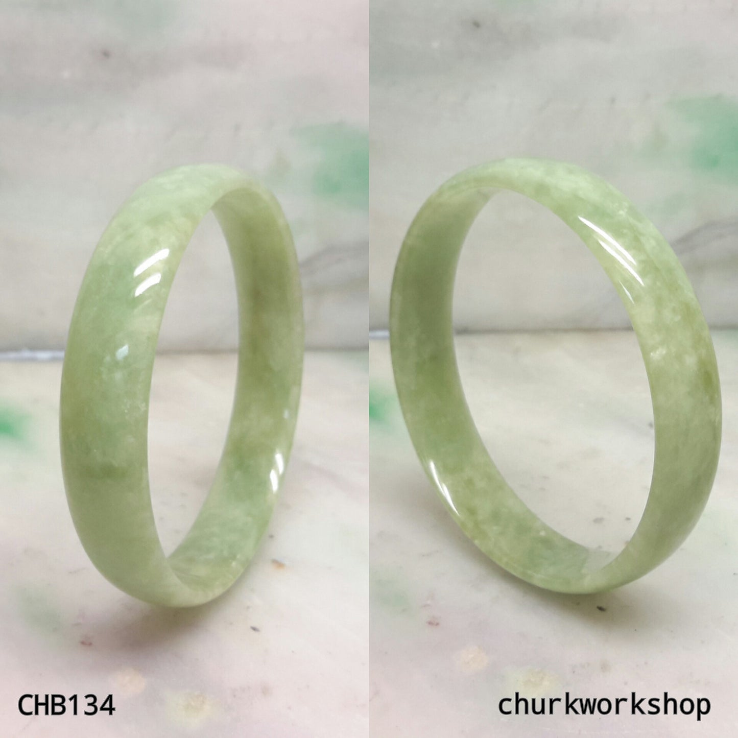 Small pea green jade bangle