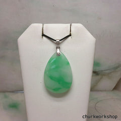 Natural color 14k white gold jade pendant