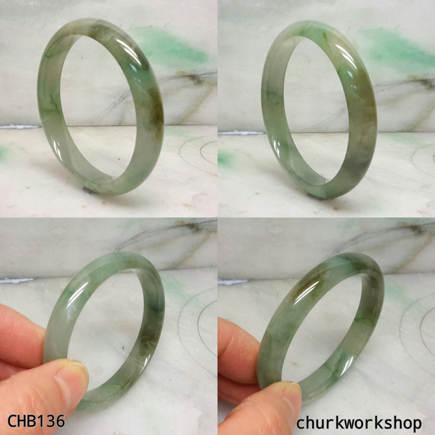 Small multi-color jade bangle