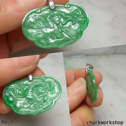 Green jade pendant, jade carved pendant,