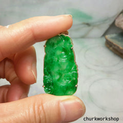 Reserved for anky9     Apple green jade Ruyi pendant in 14k gold