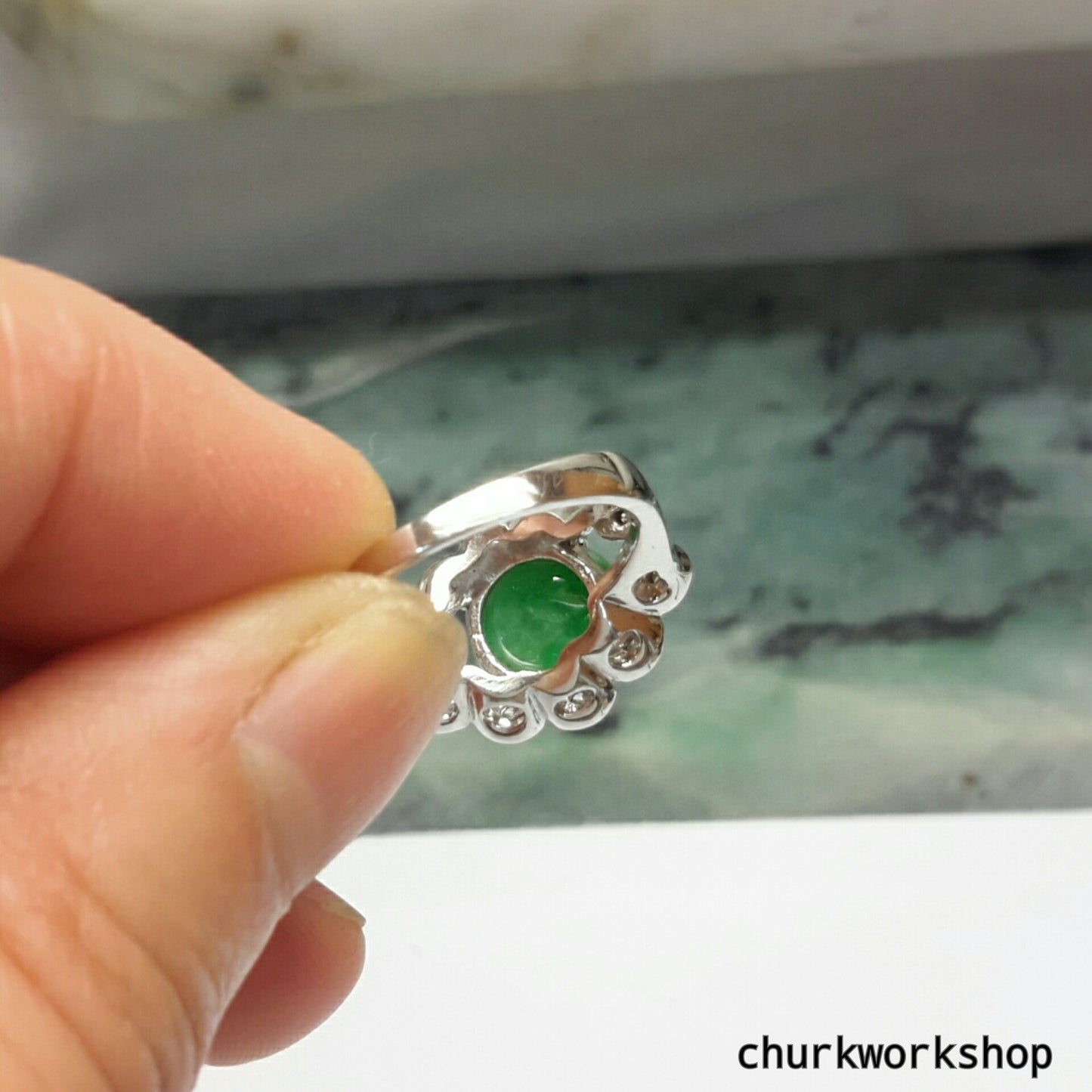 Green color jade ring