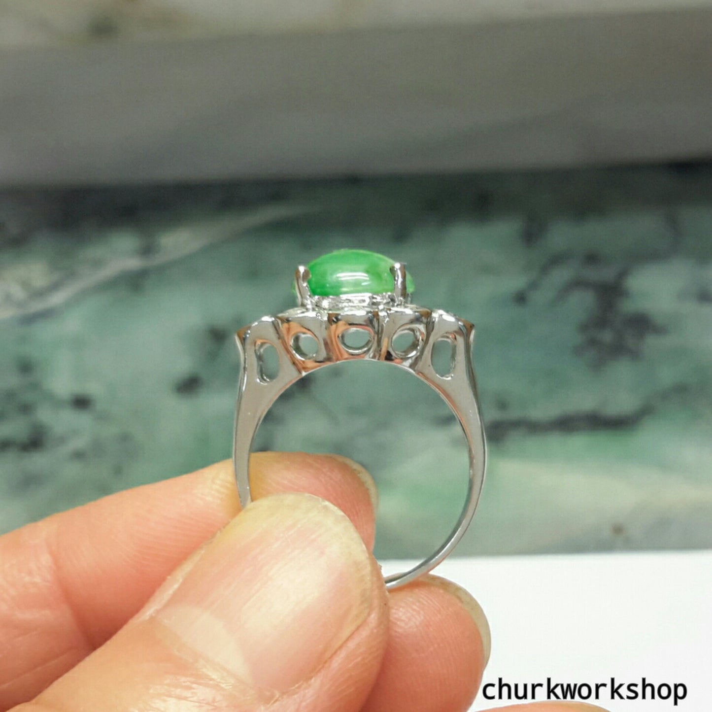 Green color jade ring