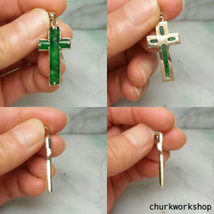 14k jade cross pendant