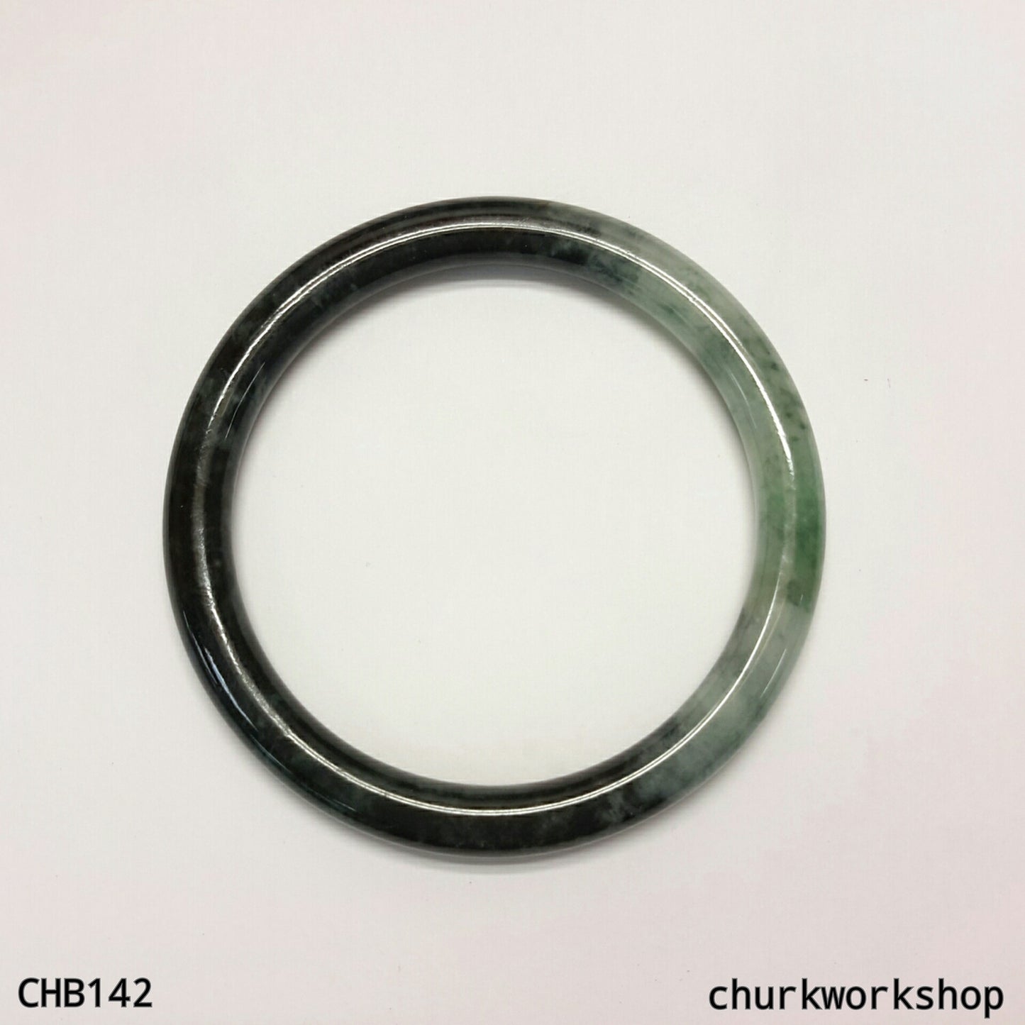 Natural dark green jade bangle