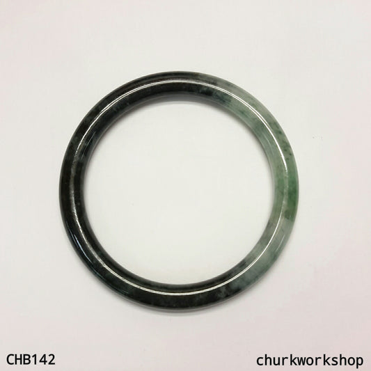Natural dark green jade bangle