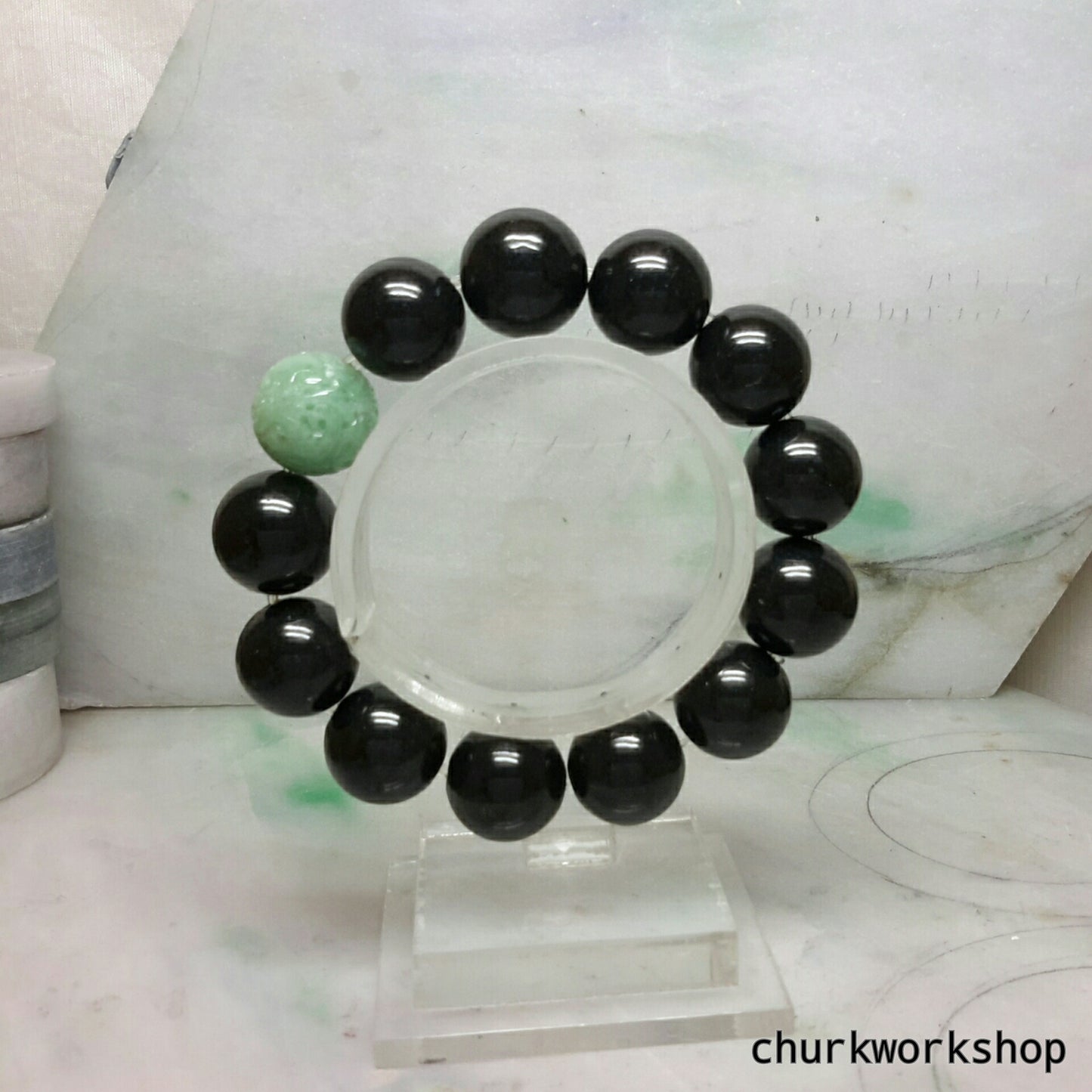 Black beads jade bracelet