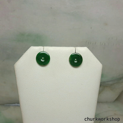 Dark green color jade ear studs