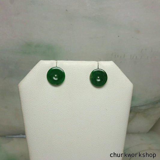 Dark green color jade ear studs