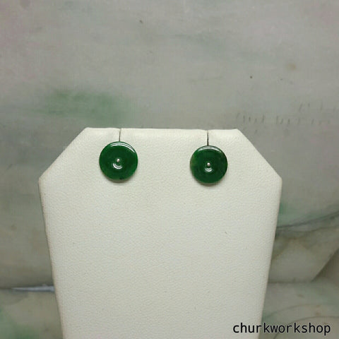 Dark green color jade ear studs