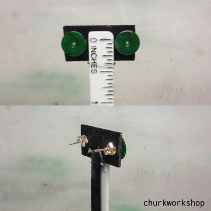 Dark green color jade ear studs