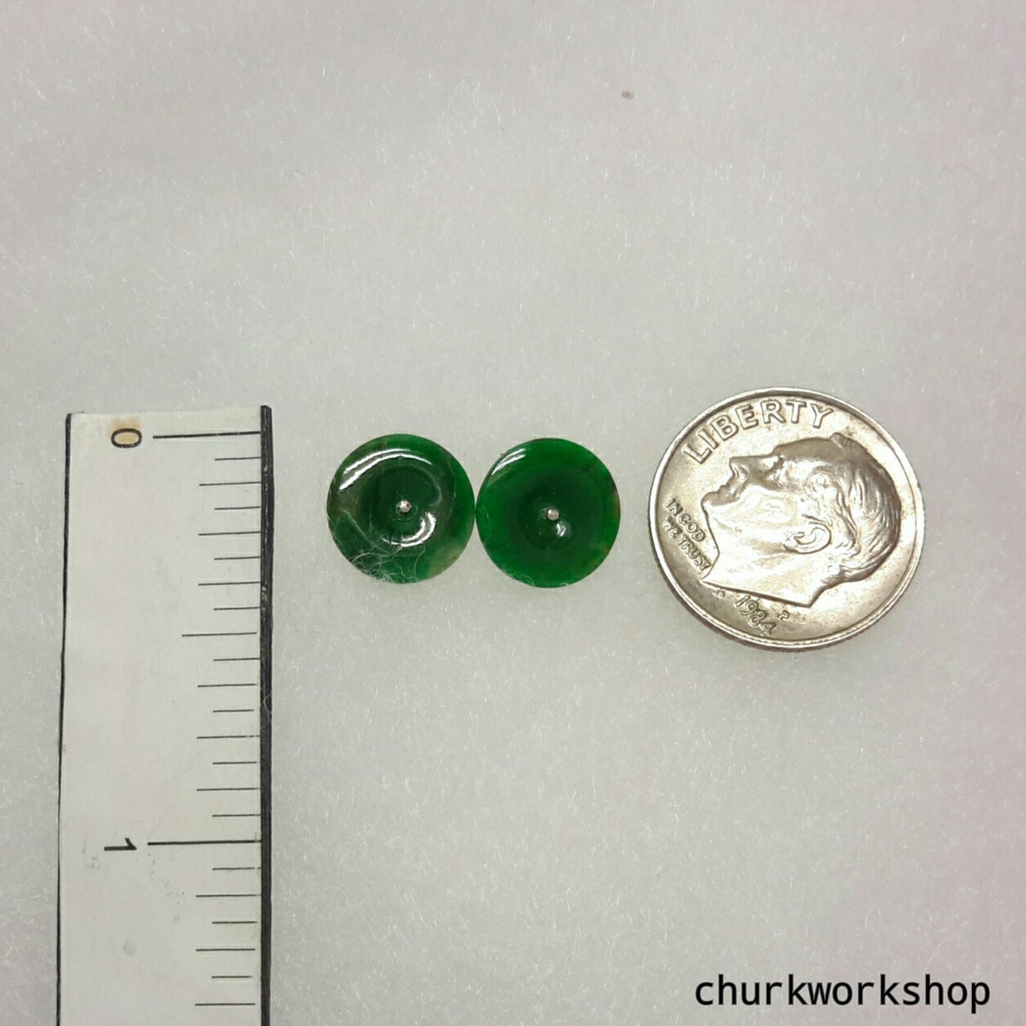 Dark green color jade ear studs