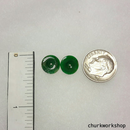 Dark green color jade ear studs