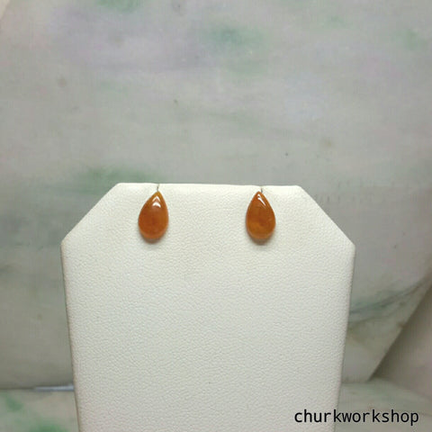 Red jade ear studs, jade studs