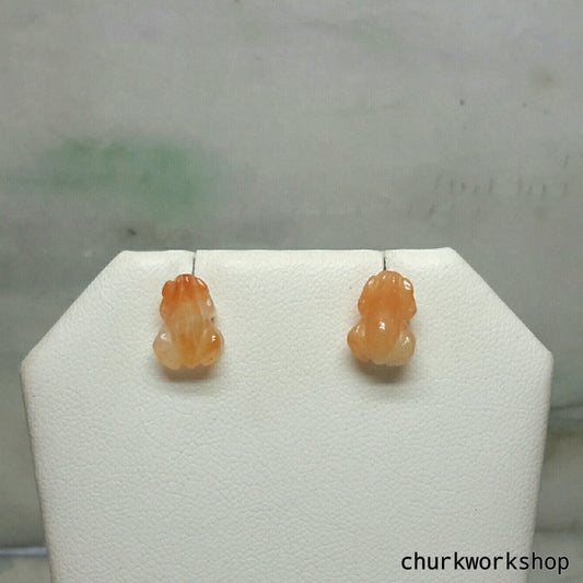 Jade frog ear studs