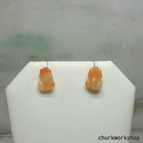 Jade frog ear studs