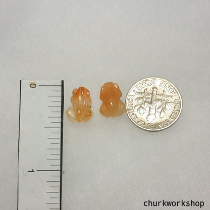 Jade frog ear studs