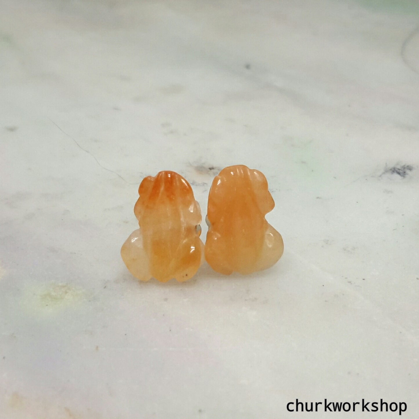 Jade frog ear studs
