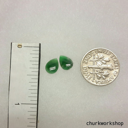 Dark green jade ear studs