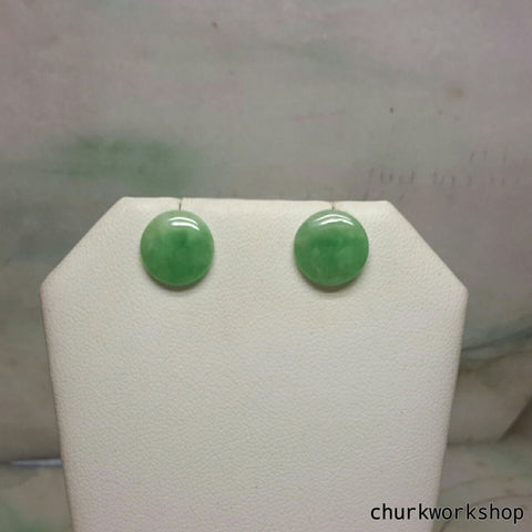 Green color jade ear studs