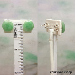 Green color jade ear studs