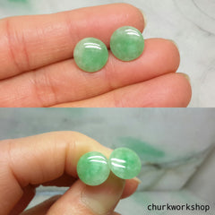 Green color jade ear studs