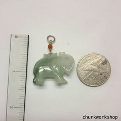 Jade elephant pendant with silver bail