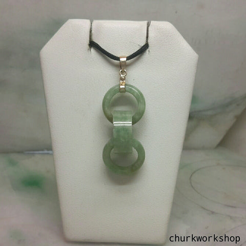 Triple ring pale green jade pendant