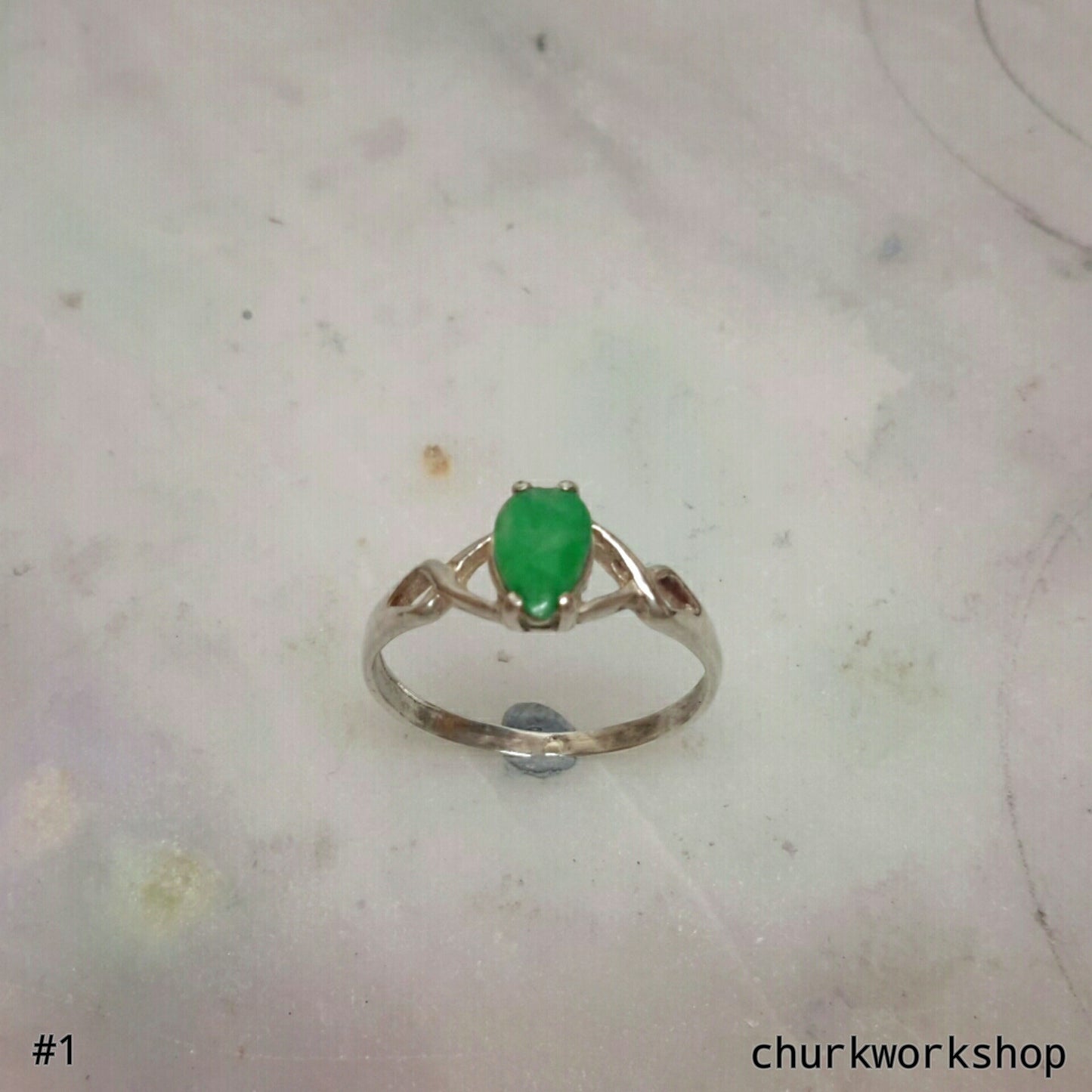 Sliver jade ring, jade ring, green color jade ring