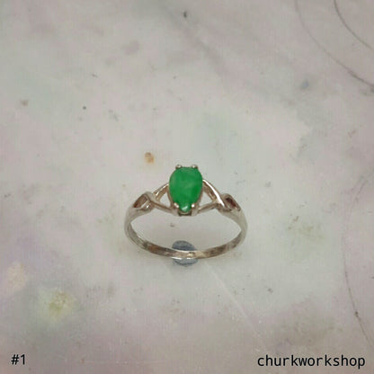 Sliver jade ring, jade ring, green color jade ring